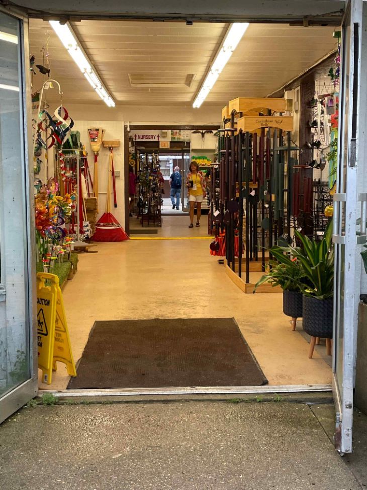 Doorway leading into store at Minor's.